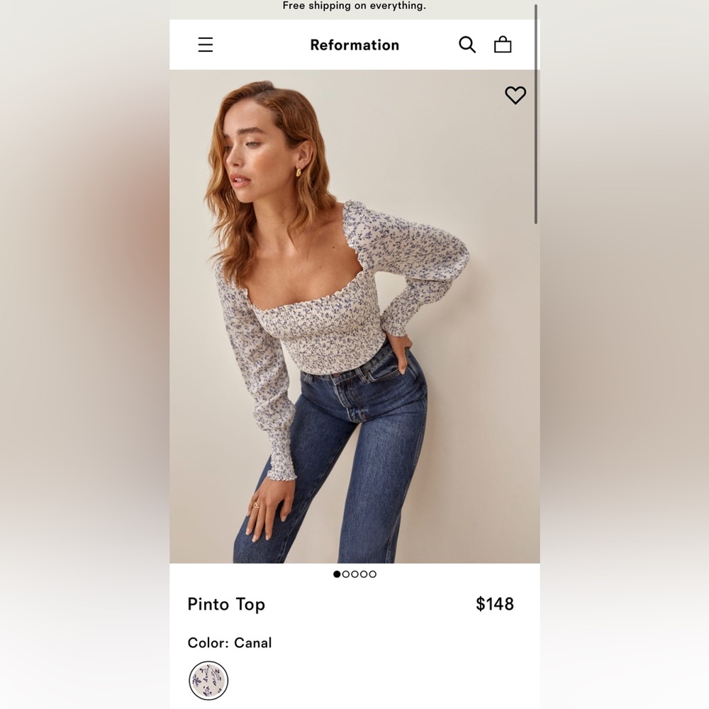 Reformation Pinto Blouse in Canal, Medium